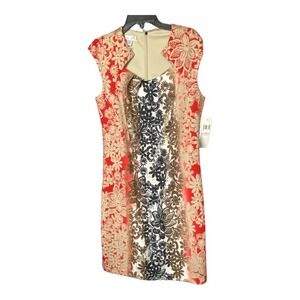 London Times Women's Size 10 Stretch Knit Sheath Dress Multicolor Floral NWT